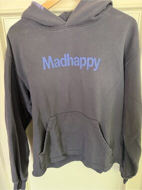 Madhappy Logo Hoodie in Slate Gray with Lavender Text